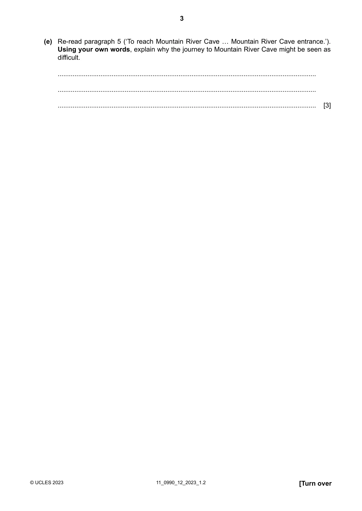 Cambridge IGCSE English - First Language (9-1) 0990 2023 Oct/Nov Paper 1 · Variant 2 question paper, page 3 of 16
