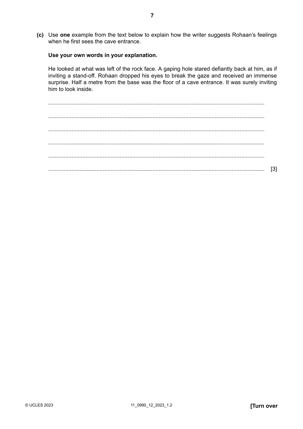 Cambridge IGCSE English - First Language (9-1) 0990 2023 Oct/Nov Paper 1 · Variant 2 question paper, page 7 of 16