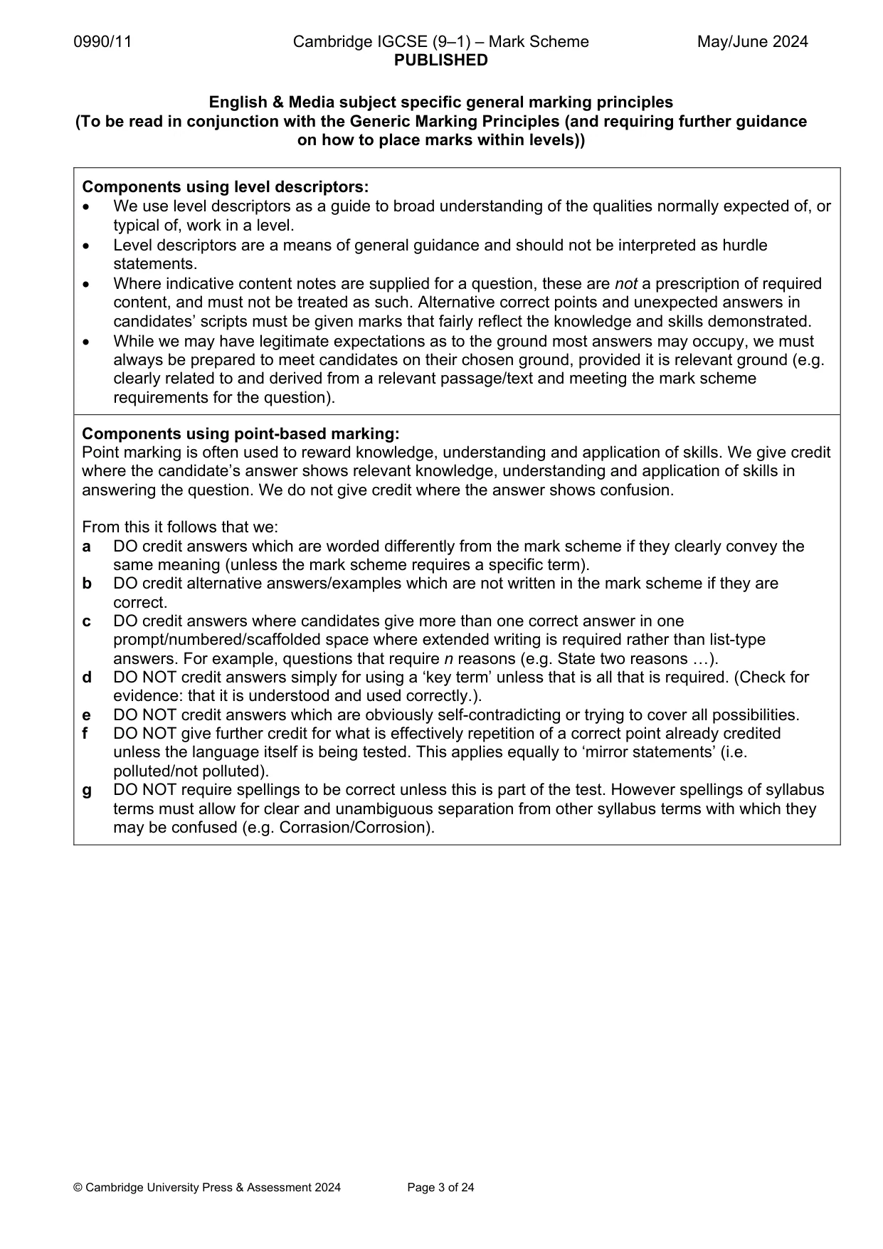 Mark scheme, page 3 of 24