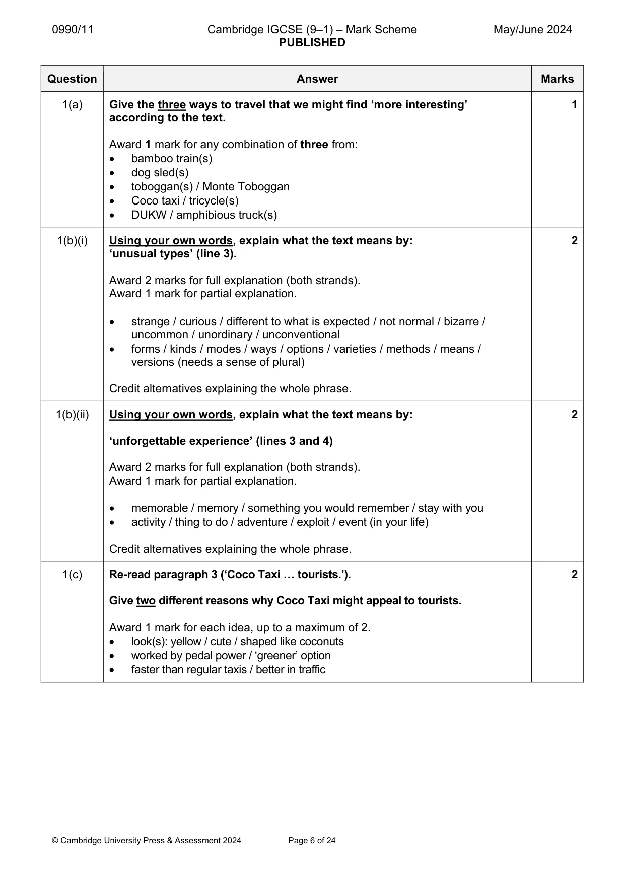 Mark scheme, page 6 of 24