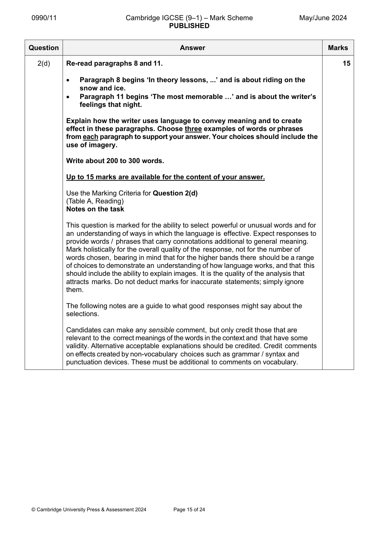 Mark scheme, page 15 of 24