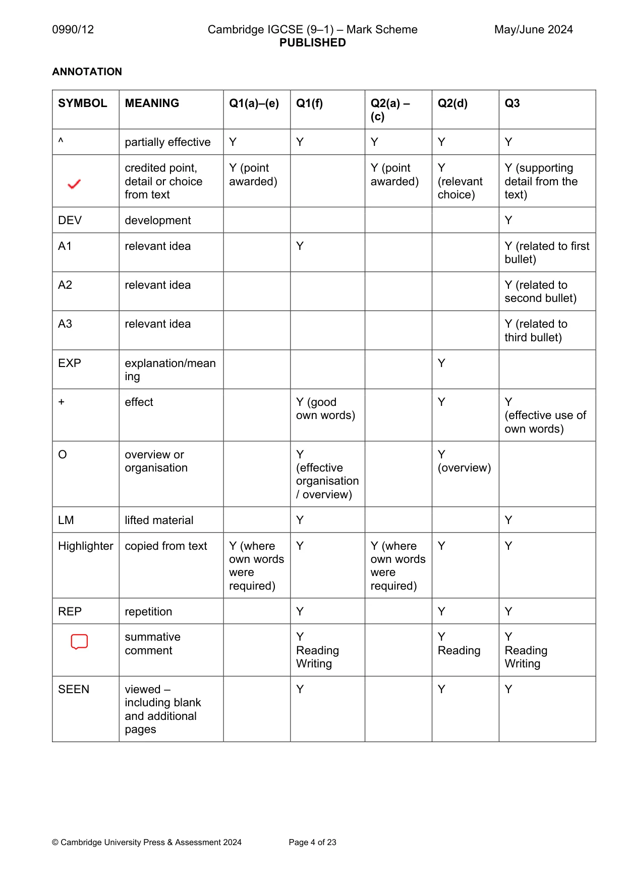 Mark scheme, page 4 of 23