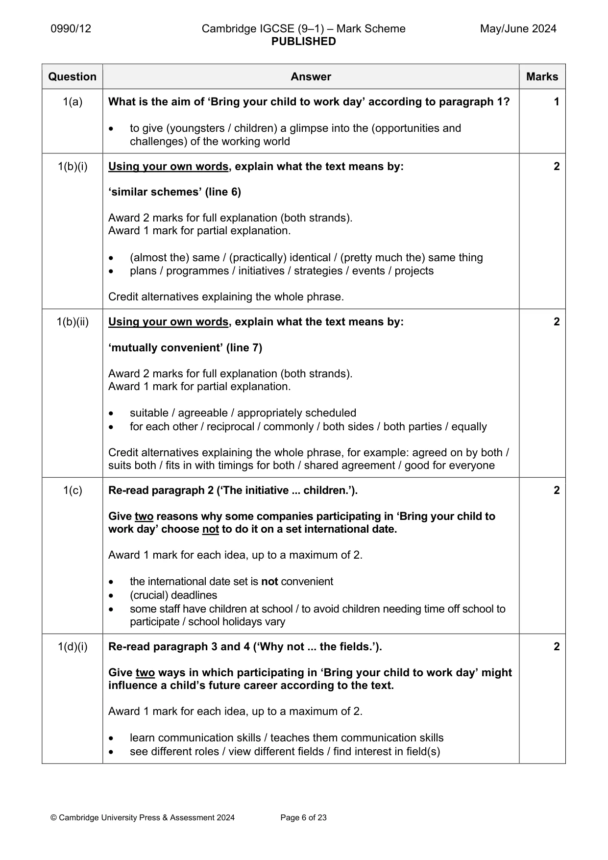 Mark scheme, page 6 of 23