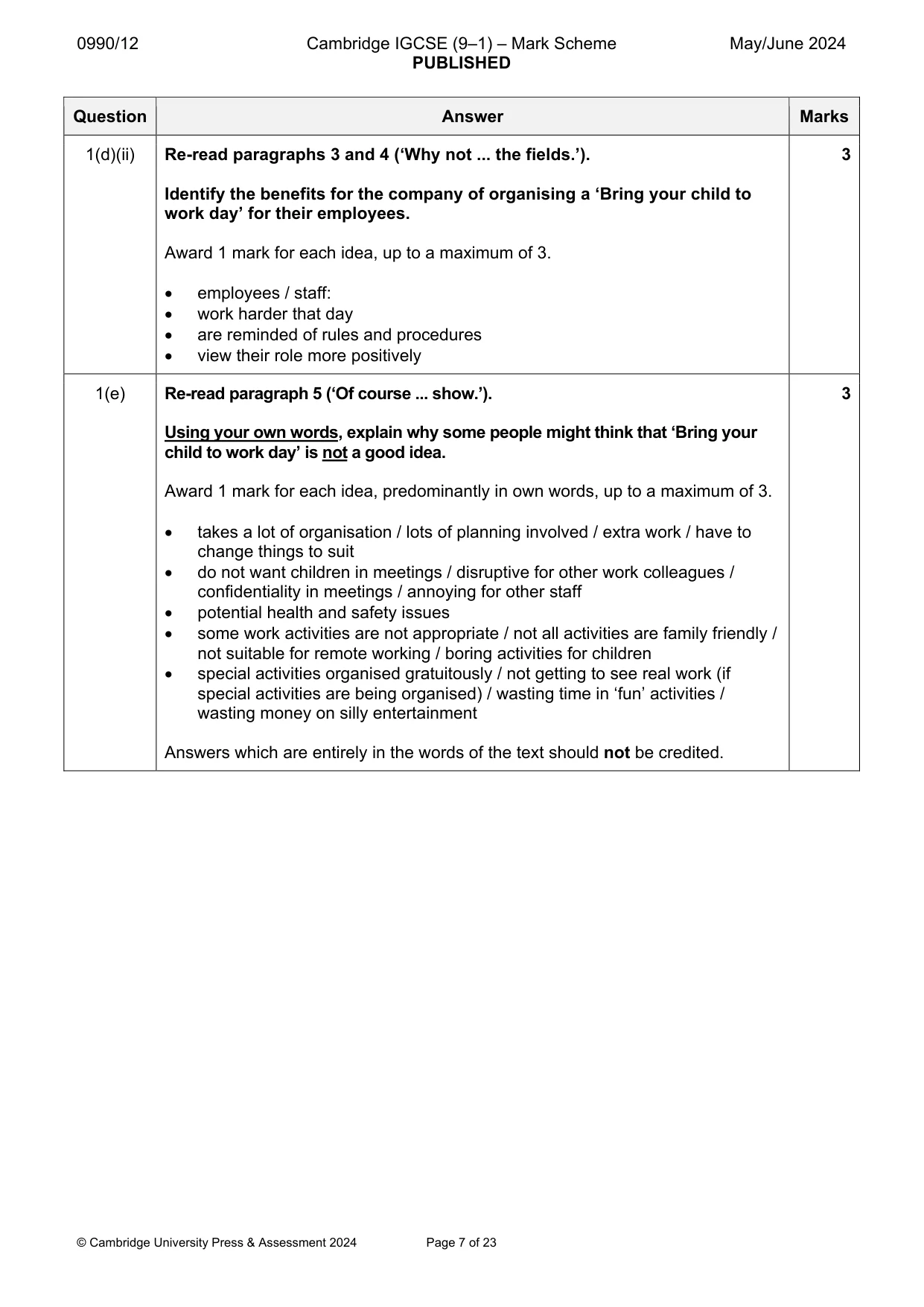 Mark scheme, page 7 of 23