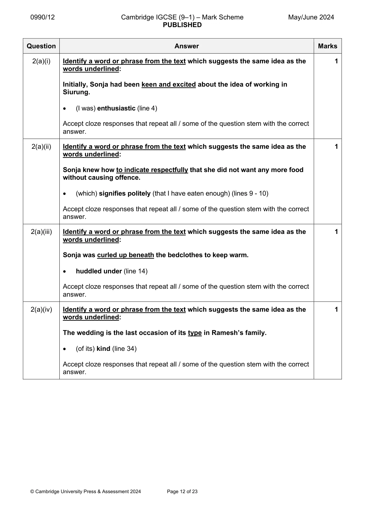 Mark scheme, page 12 of 23