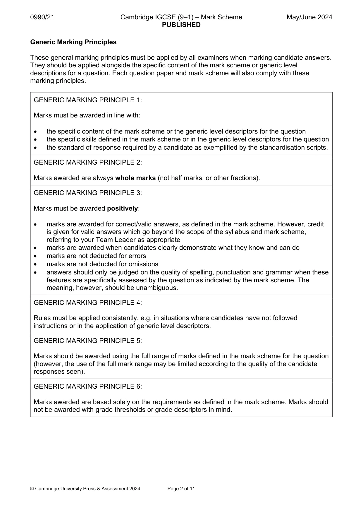Mark scheme, page 2 of 11