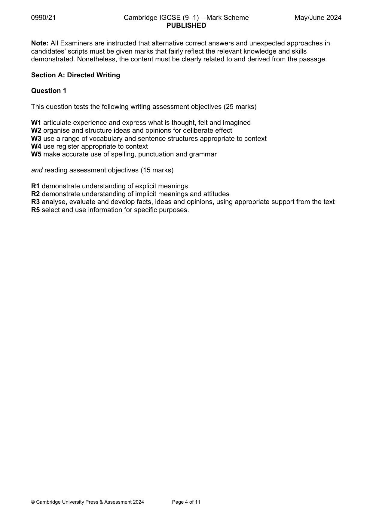 Mark scheme, page 4 of 11