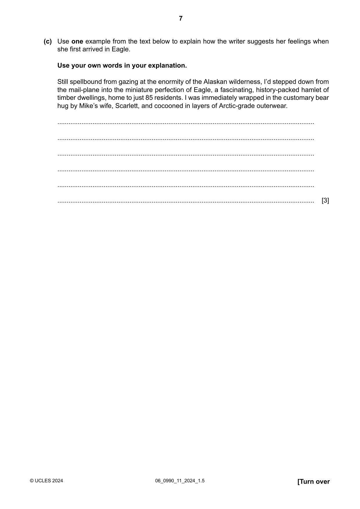Cambridge IGCSE English - First Language (9-1) 0990 2024 May/June Paper 1 · Variant 1 question paper, page 7 of 16