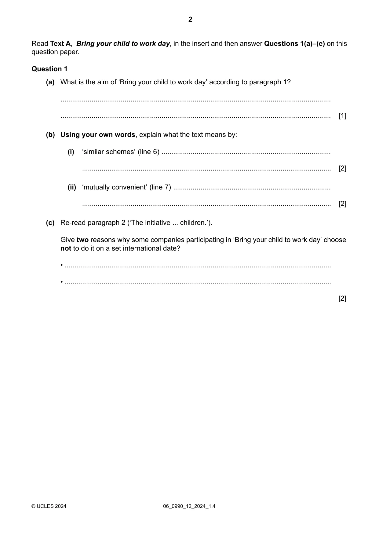 Cambridge IGCSE English - First Language (9-1) 0990 2024 May/June Paper 1 · Variant 2 question paper, page 2 of 16