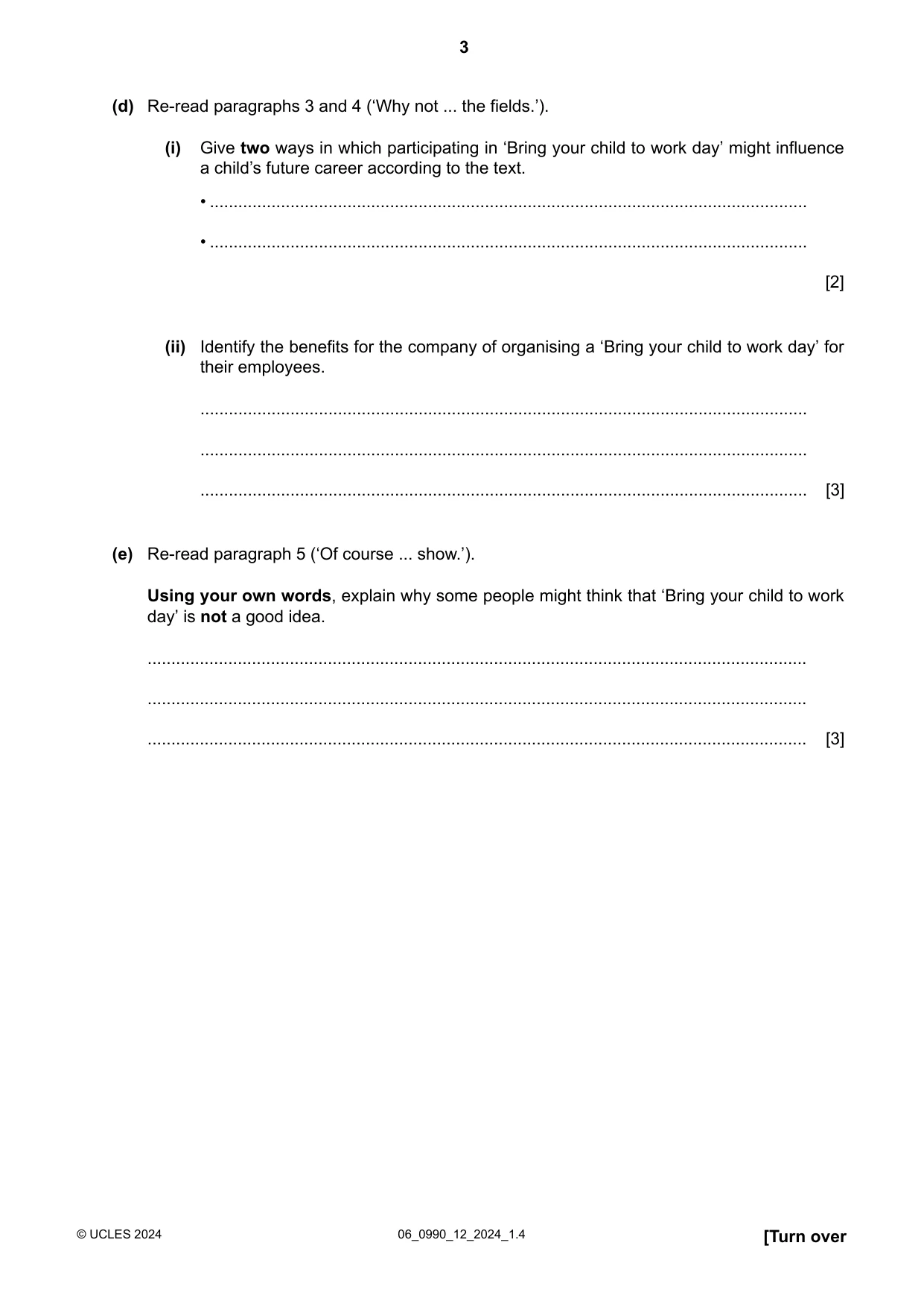 Cambridge IGCSE English - First Language (9-1) 0990 2024 May/June Paper 1 · Variant 2 question paper, page 3 of 16