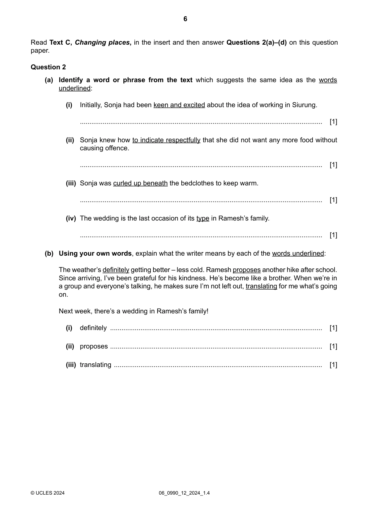 Cambridge IGCSE English - First Language (9-1) 0990 2024 May/June Paper 1 · Variant 2 question paper, page 6 of 16