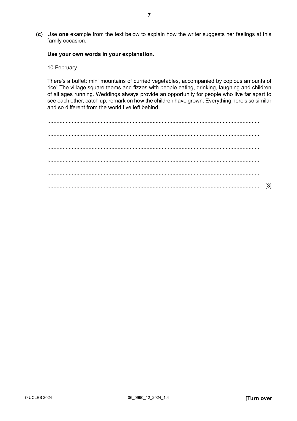 Cambridge IGCSE English - First Language (9-1) 0990 2024 May/June Paper 1 · Variant 2 question paper, page 7 of 16