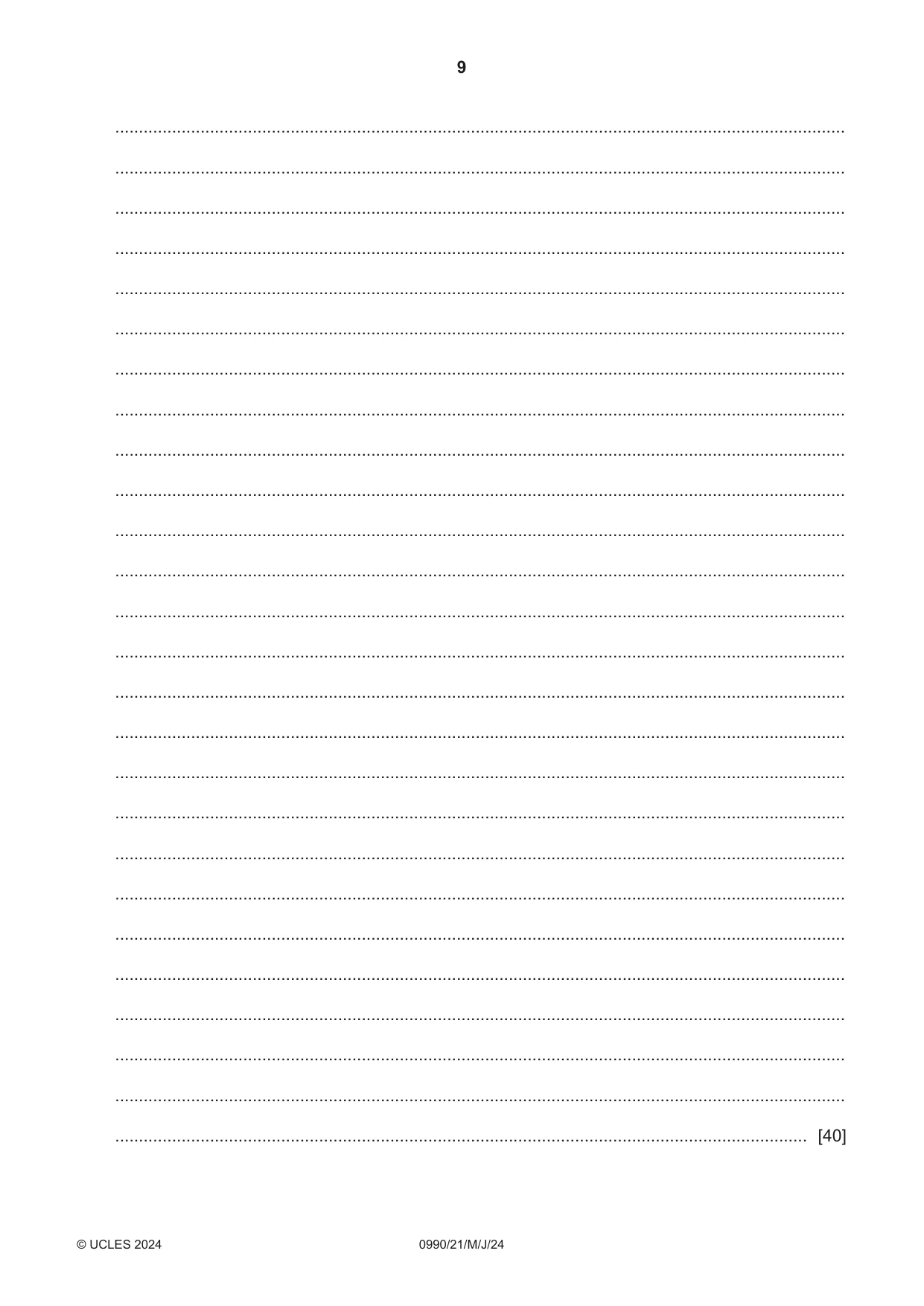 Cambridge IGCSE English - First Language (9-1) 0990 2024 May/June Paper 2 · Variant 1 question paper, page 9 of 12