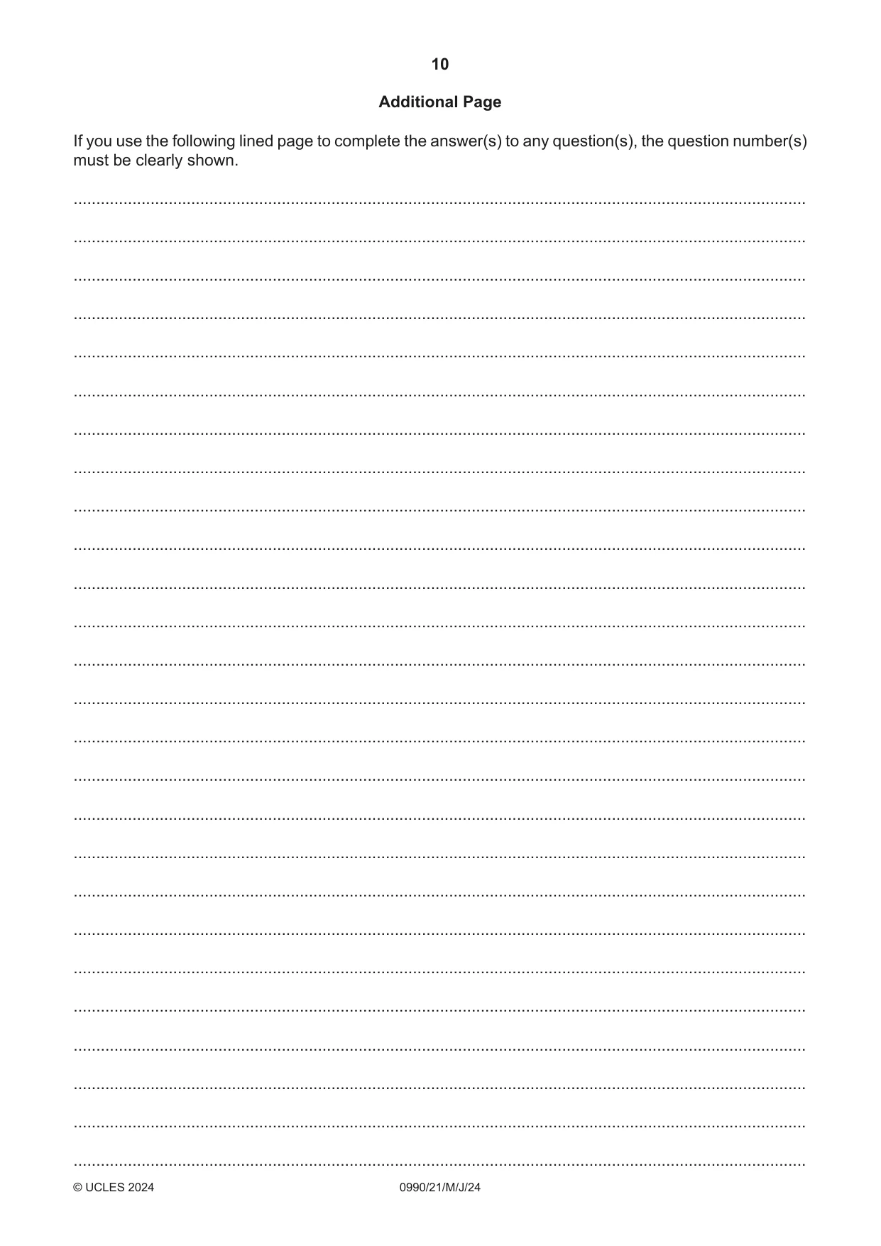 Cambridge IGCSE English - First Language (9-1) 0990 2024 May/June Paper 2 · Variant 1 question paper, page 10 of 12
