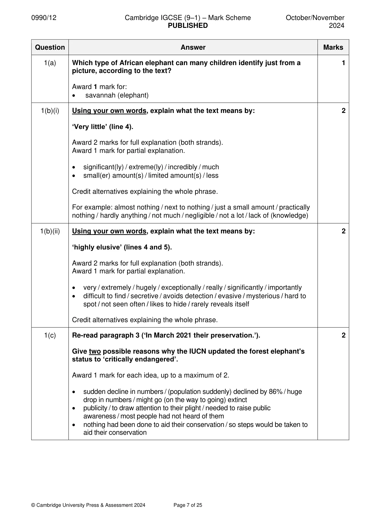 Mark scheme, page 7 of 25