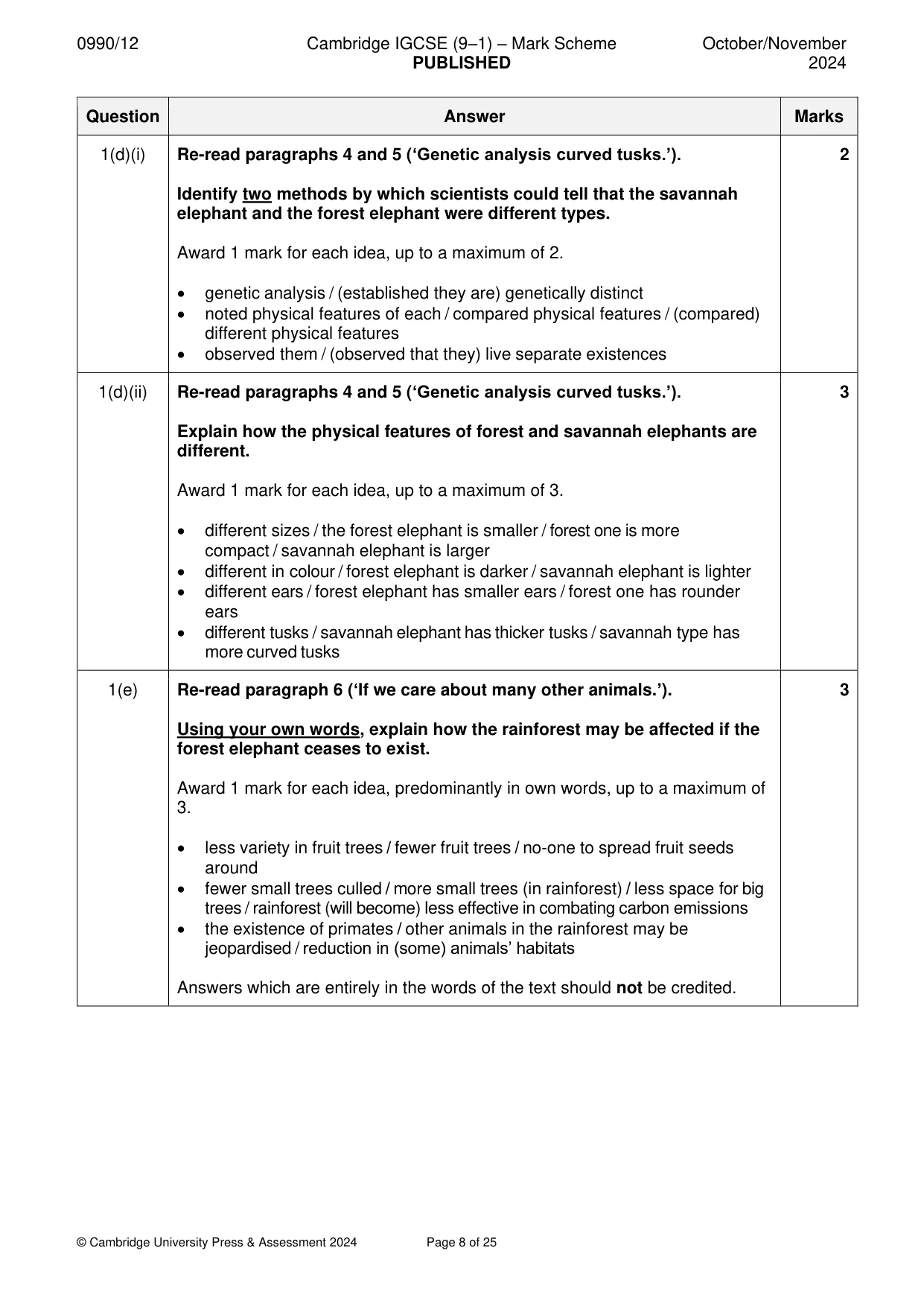 Mark scheme, page 8 of 25