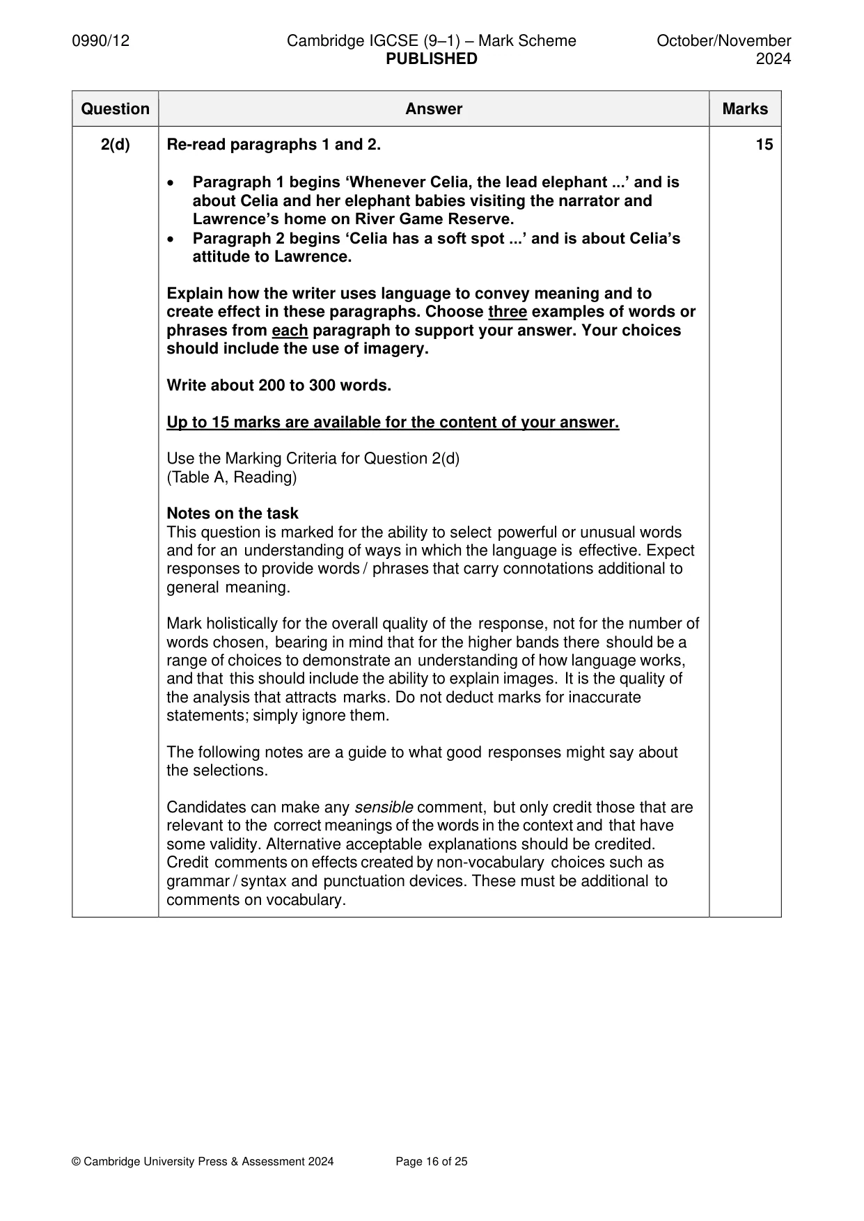 Mark scheme, page 16 of 25