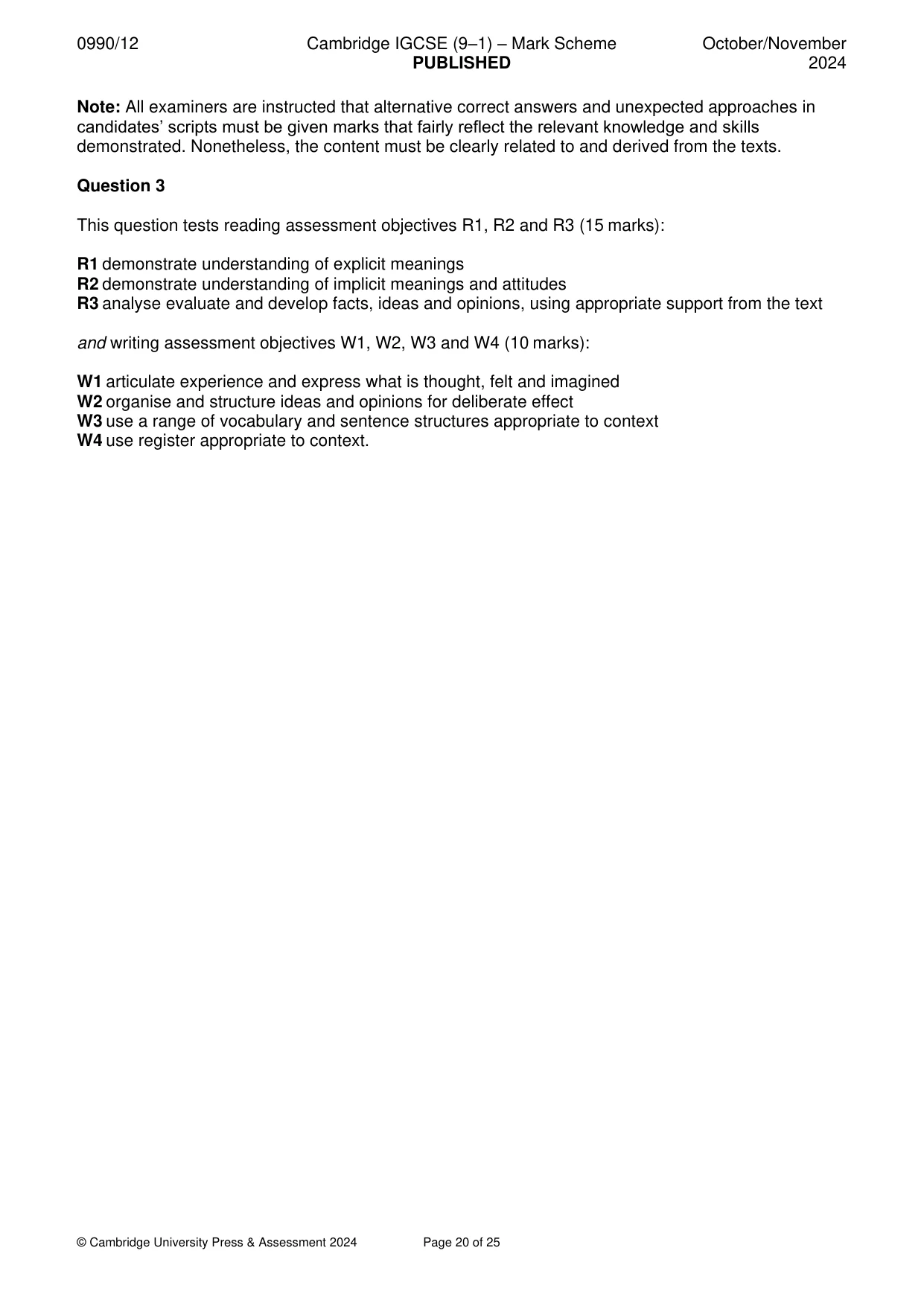 Mark scheme, page 20 of 25