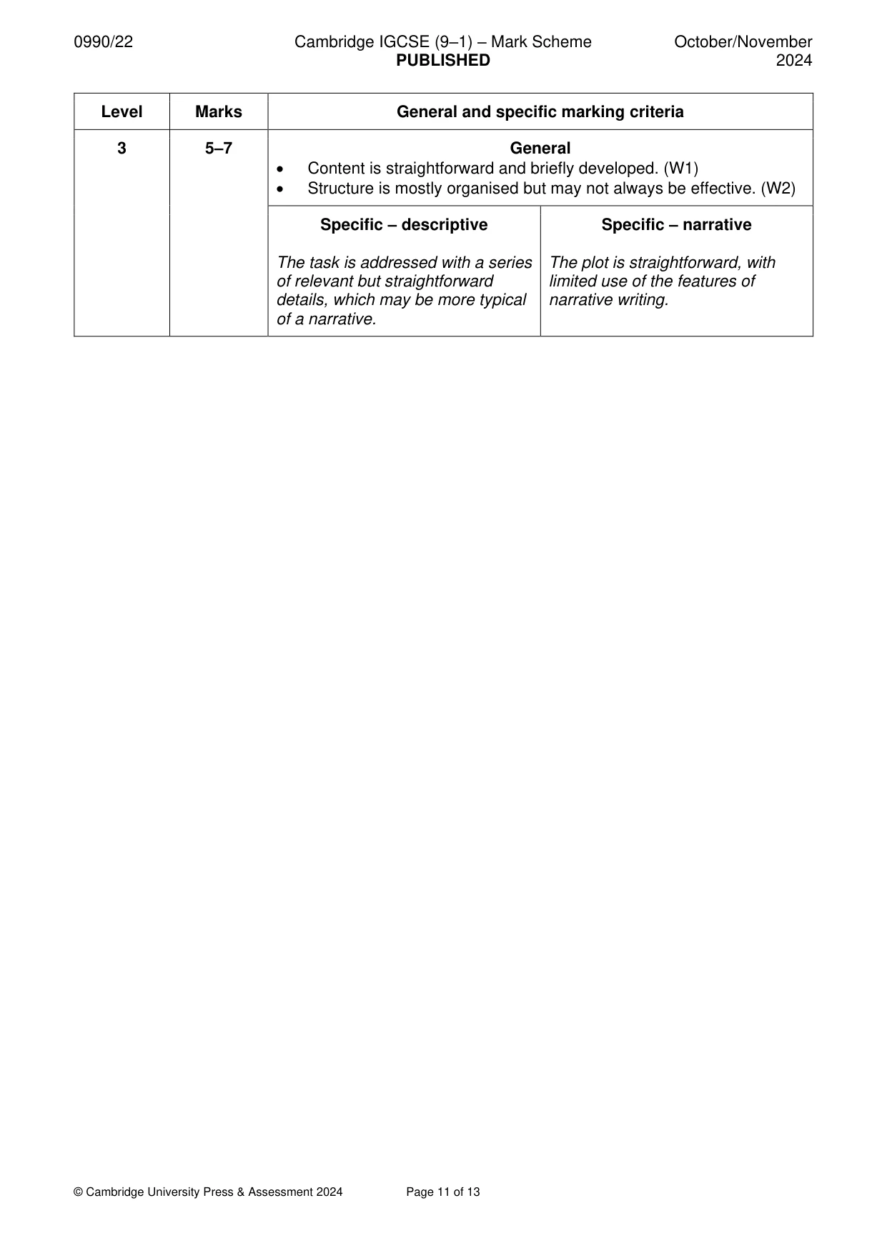 Mark scheme, page 11 of 13