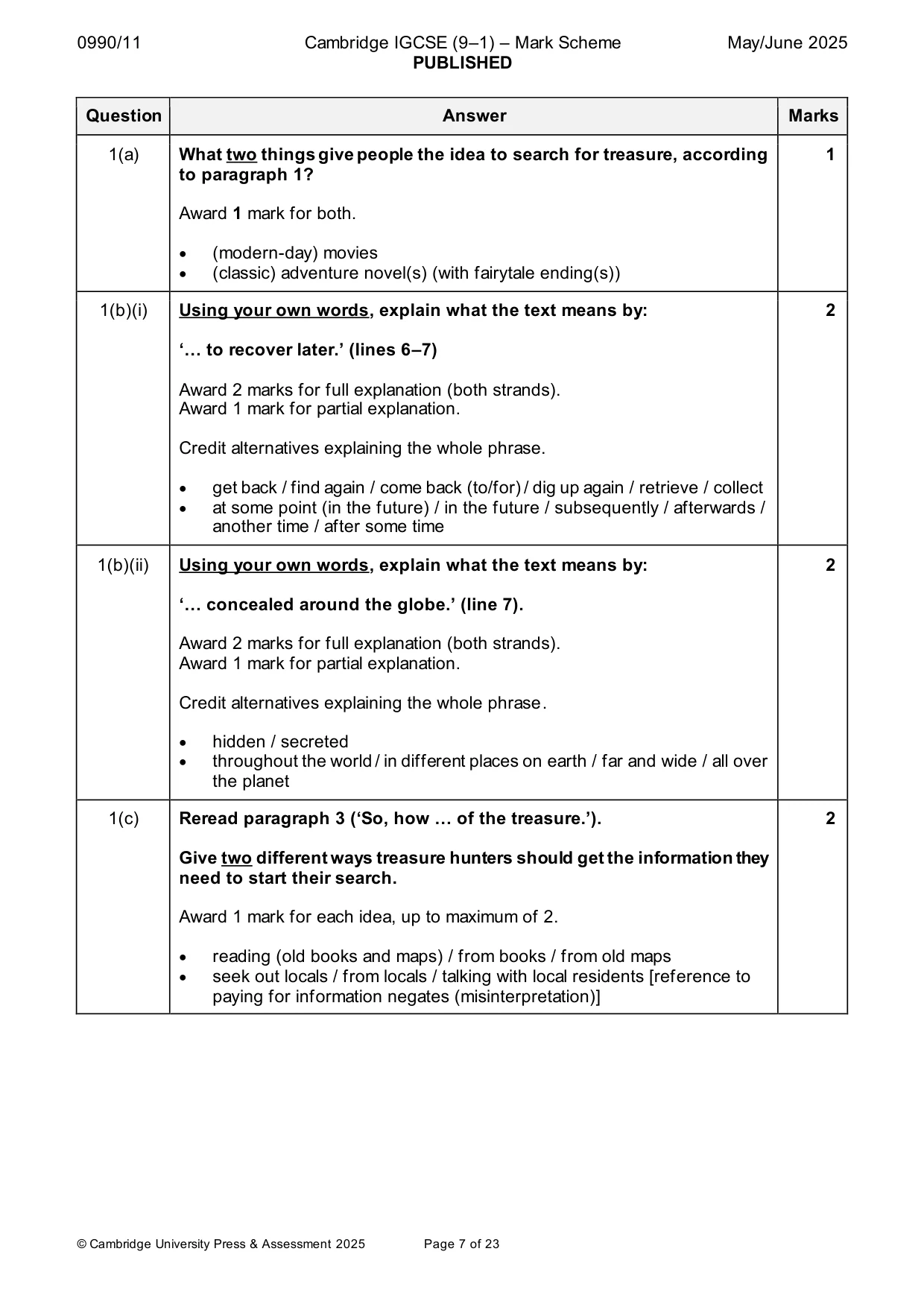Mark scheme, page 7 of 23
