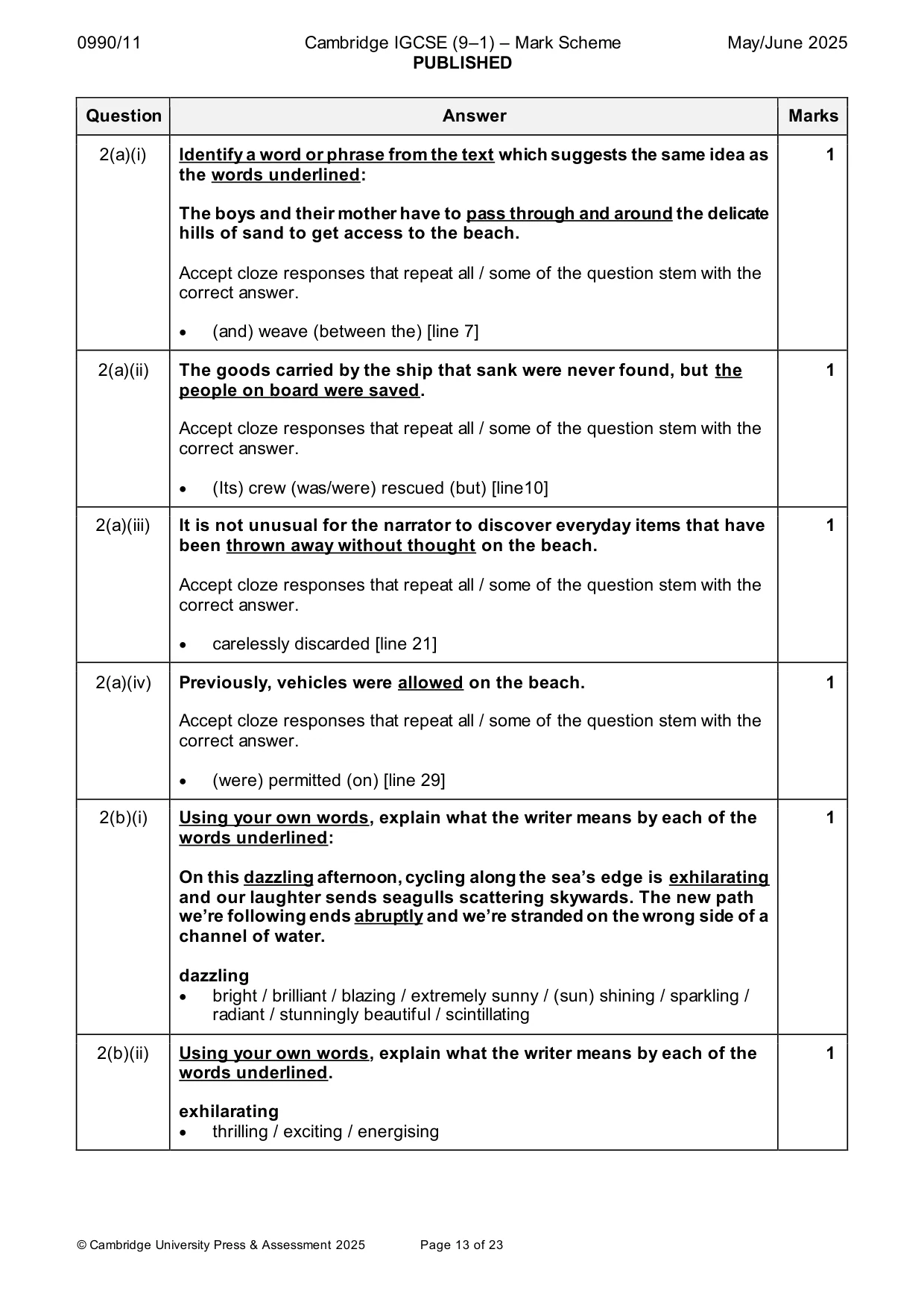 Mark scheme, page 13 of 23