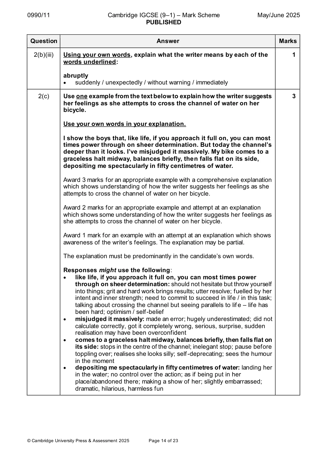Mark scheme, page 14 of 23