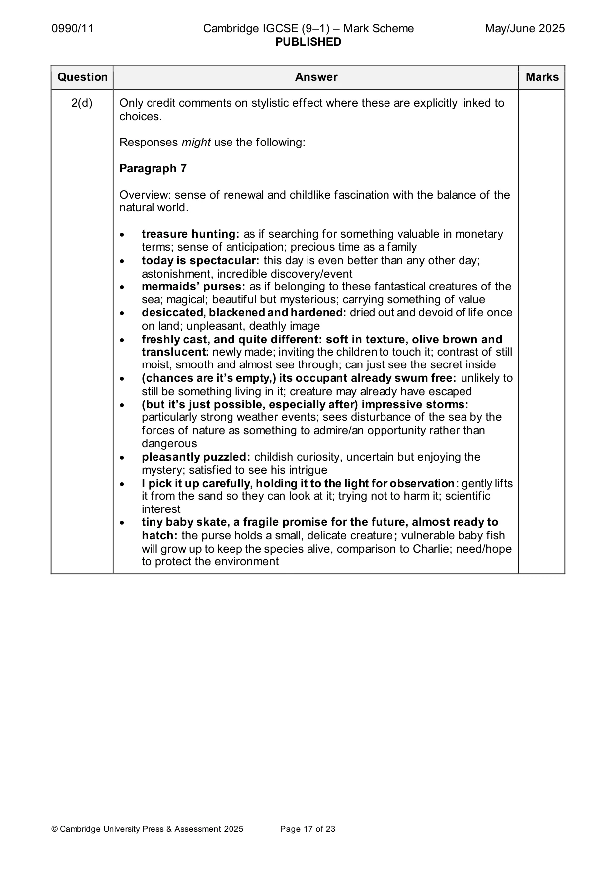 Mark scheme, page 17 of 23