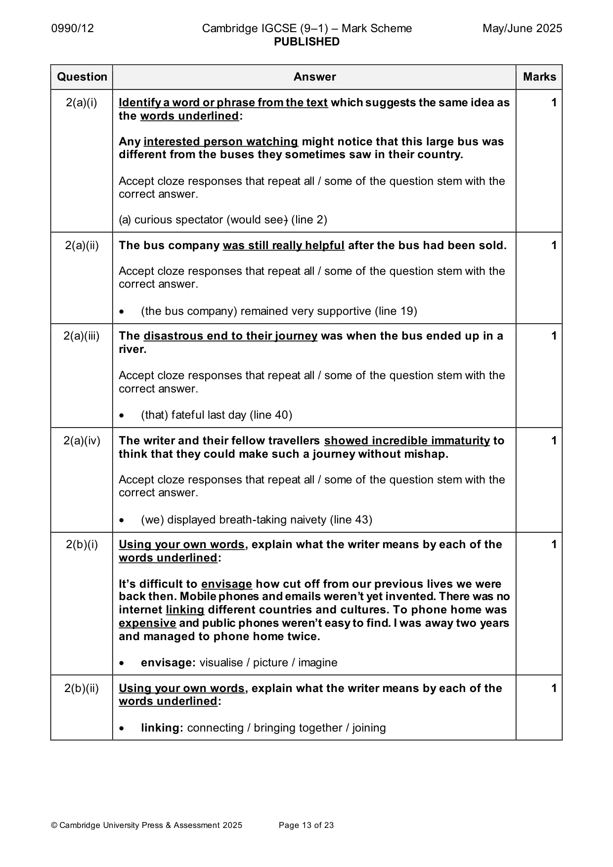 Mark scheme, page 13 of 23