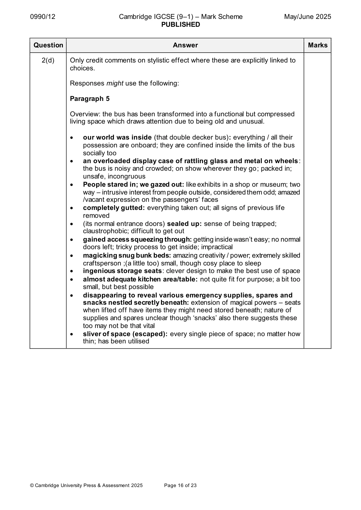 Mark scheme, page 16 of 23