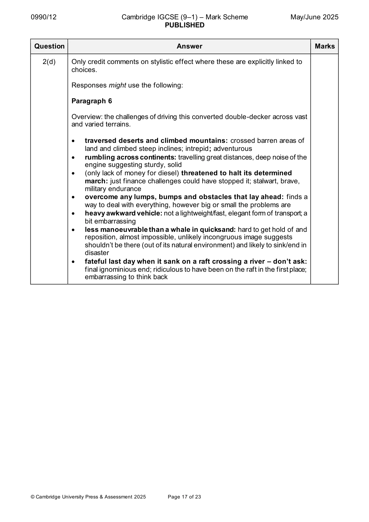 Mark scheme, page 17 of 23