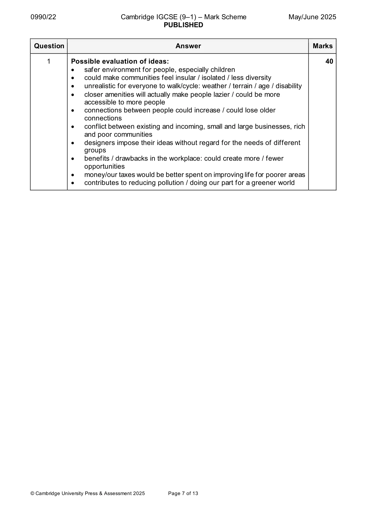 Mark scheme, page 7 of 13