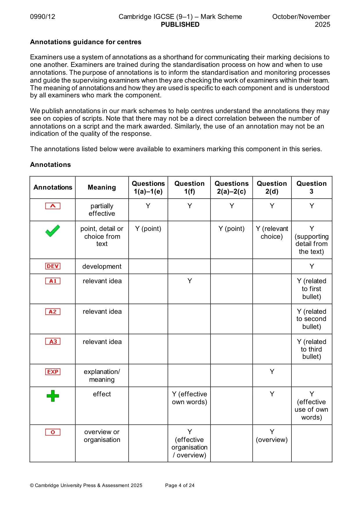 Mark scheme, page 4 of 24