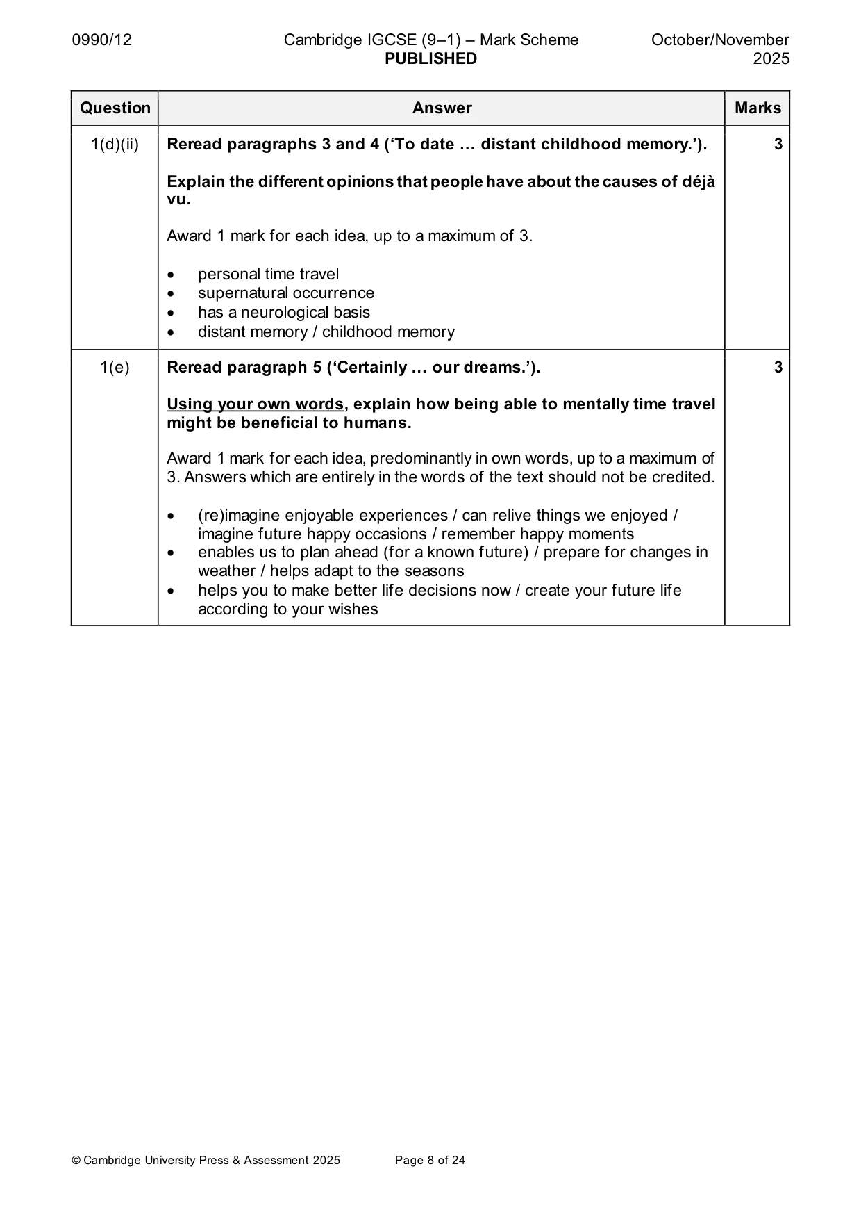 Mark scheme, page 8 of 24