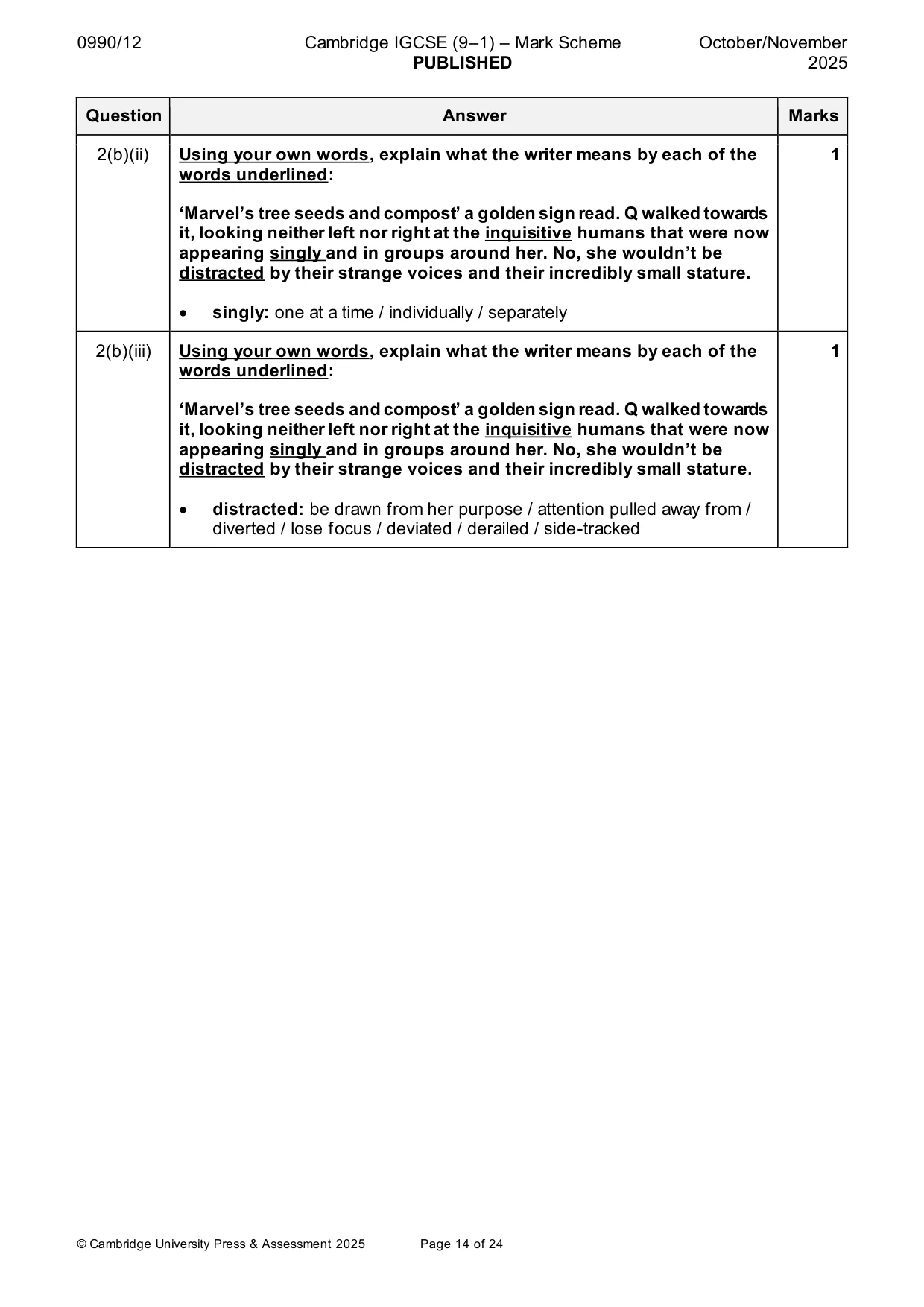Mark scheme, page 14 of 24