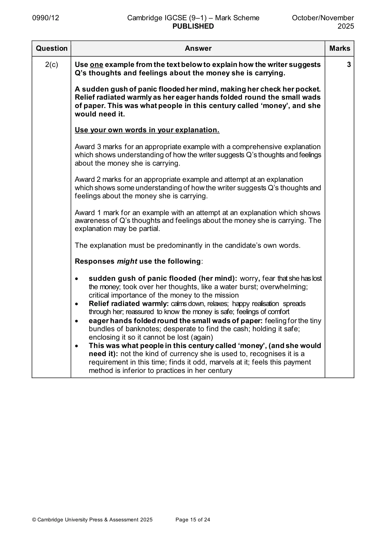 Mark scheme, page 15 of 24