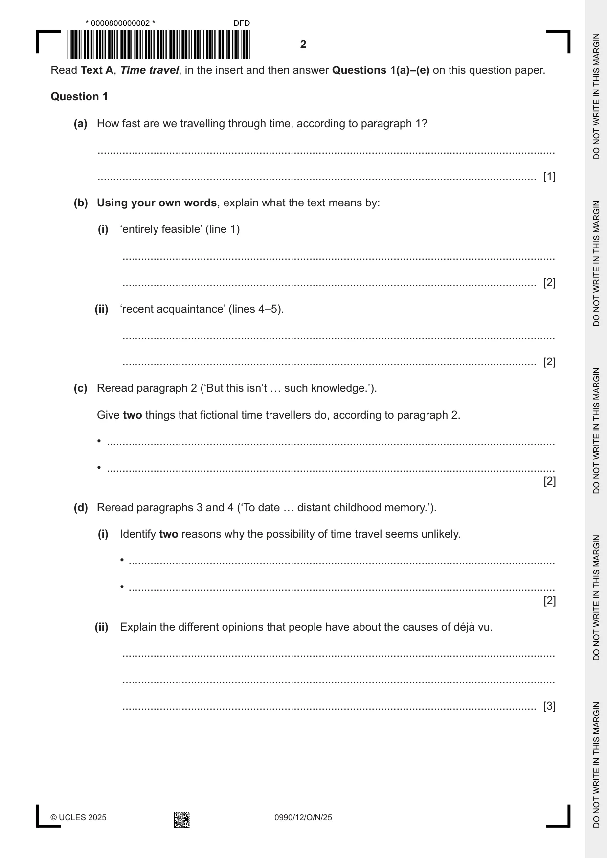 Cambridge IGCSE English - First Language (9-1) 0990 2025 Oct/Nov Paper 1 · Variant 2 question paper, page 2 of 16