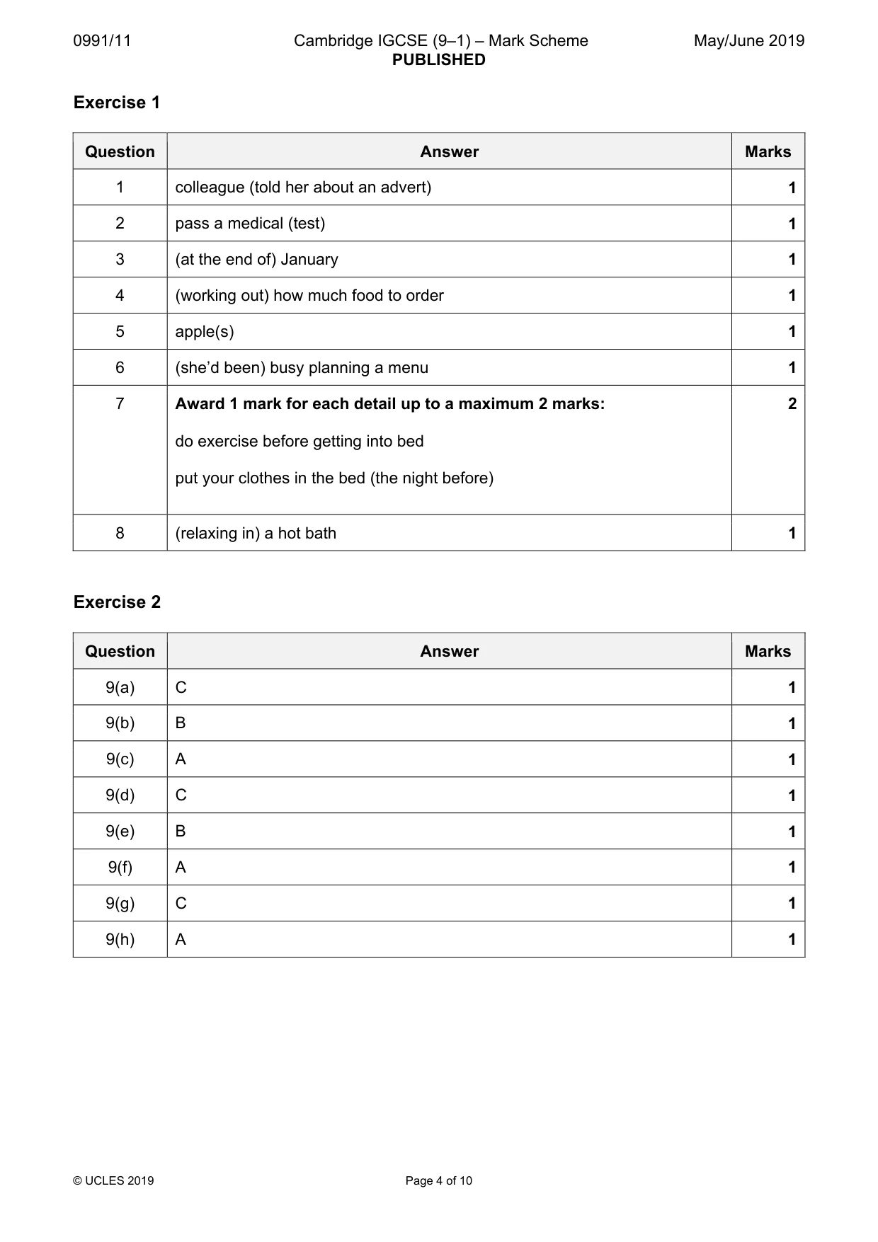 Mark scheme, page 4 of 10