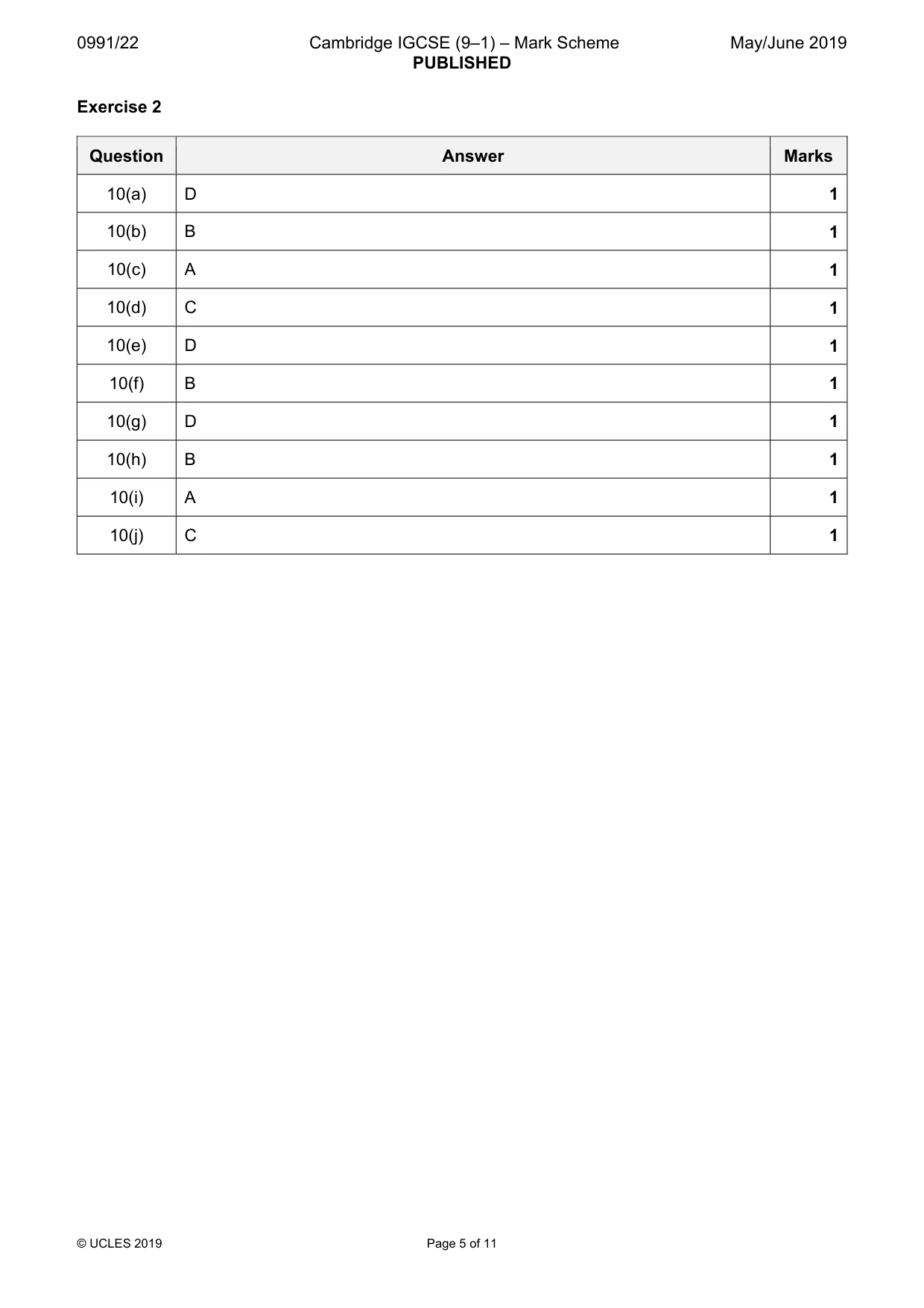 Mark scheme, page 5 of 11