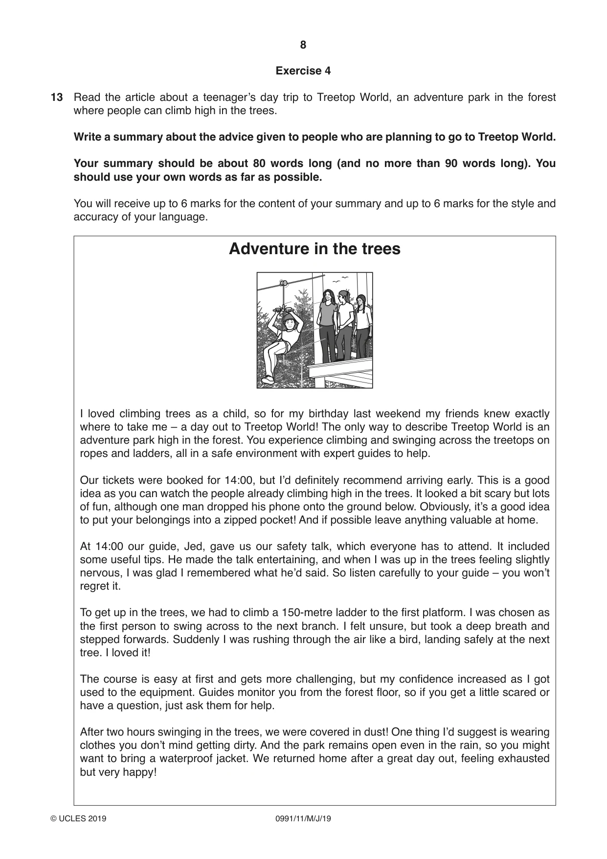 Cambridge IGCSE English - Second Language (9-1) 0991 2019 May/June Paper 1 · Variant 1 question paper, page 8 of 16