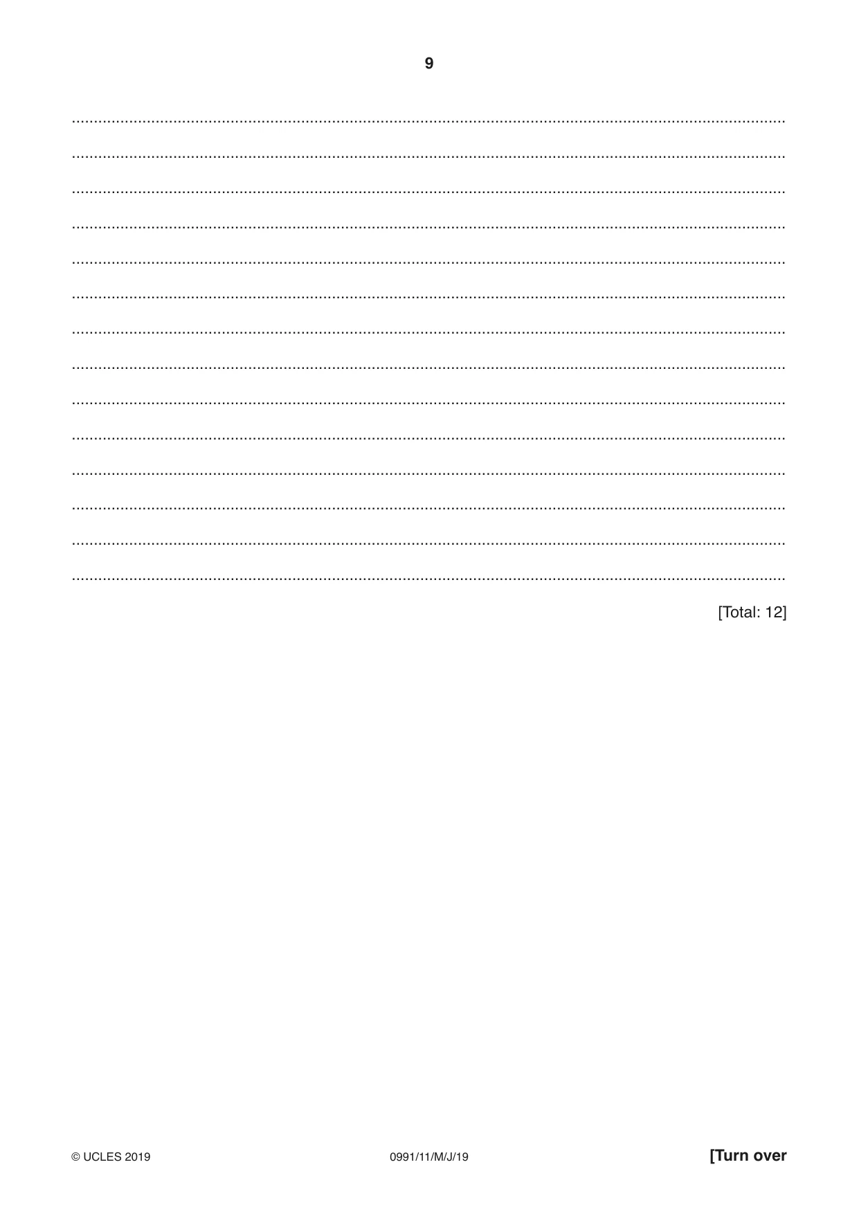 Cambridge IGCSE English - Second Language (9-1) 0991 2019 May/June Paper 1 · Variant 1 question paper, page 9 of 16
