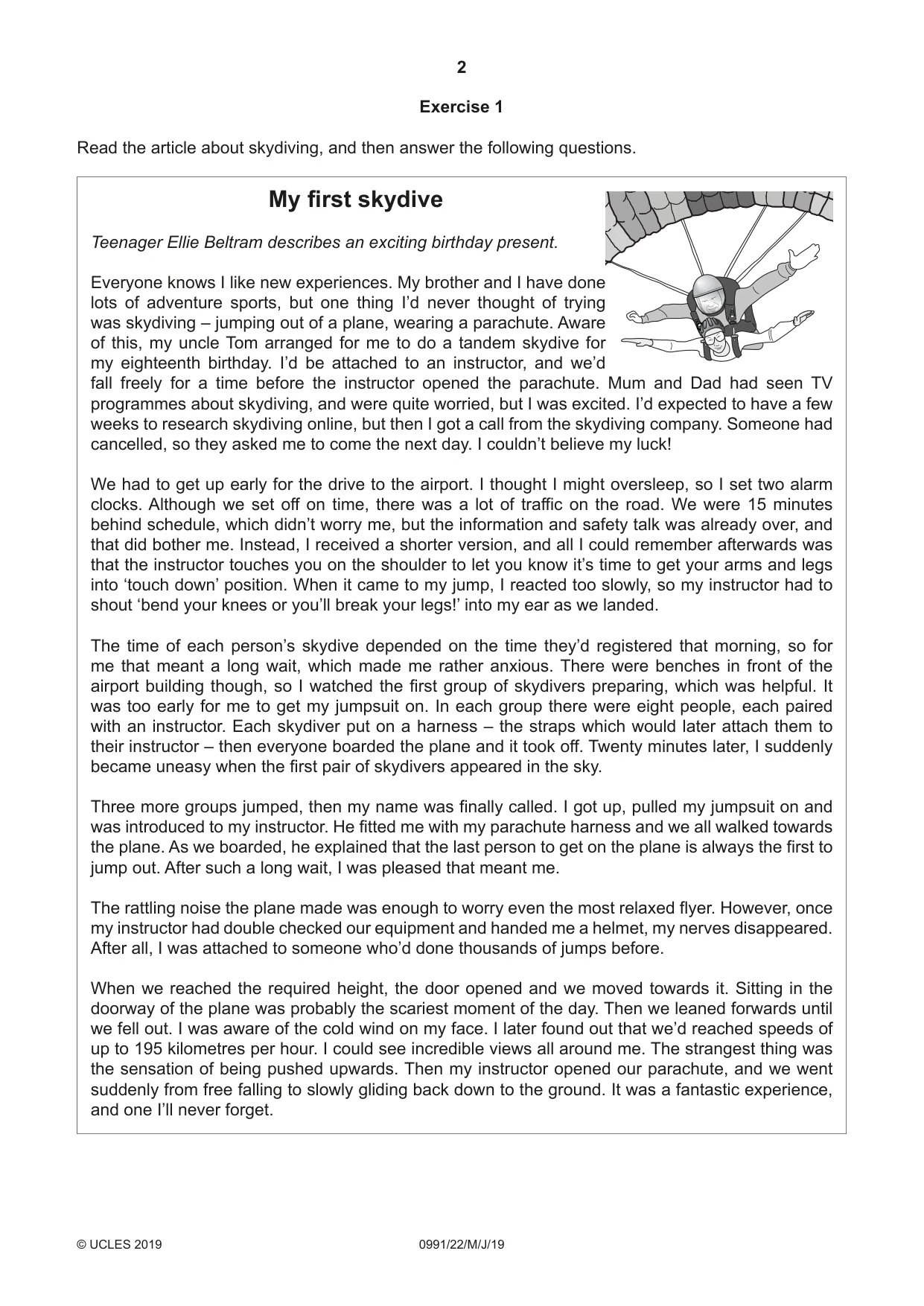 Cambridge IGCSE English - Second Language (9-1) 0991 2019 May/June Paper 2 · Variant 2 question paper, page 2 of 16