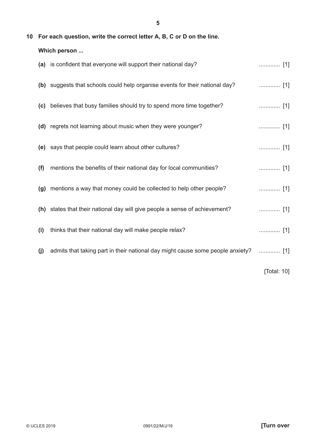 Cambridge IGCSE English - Second Language (9-1) 0991 2019 May/June Paper 2 · Variant 2 question paper, page 5 of 16