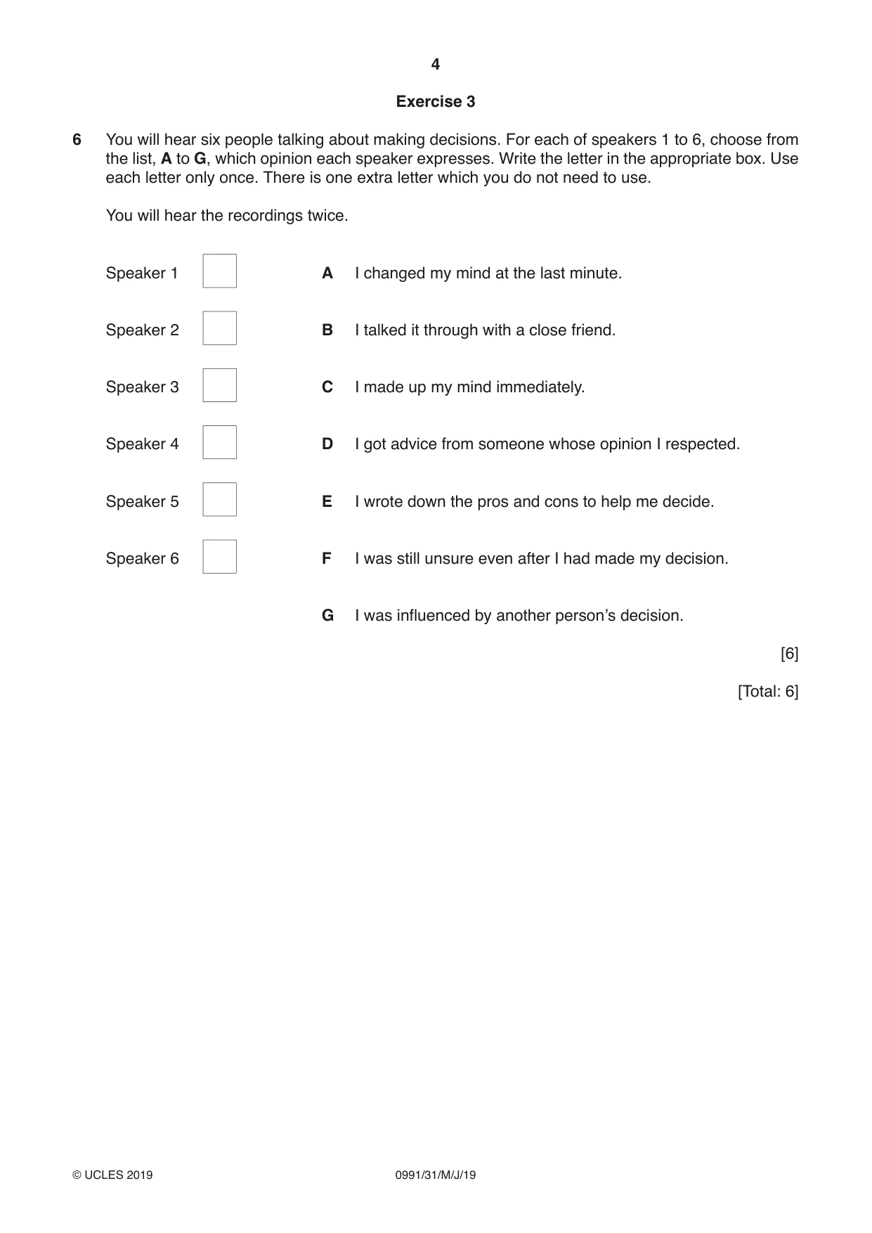 Cambridge IGCSE English - Second Language (9-1) 0991 2019 May/June Paper 3 · Variant 1 question paper, page 4 of 8