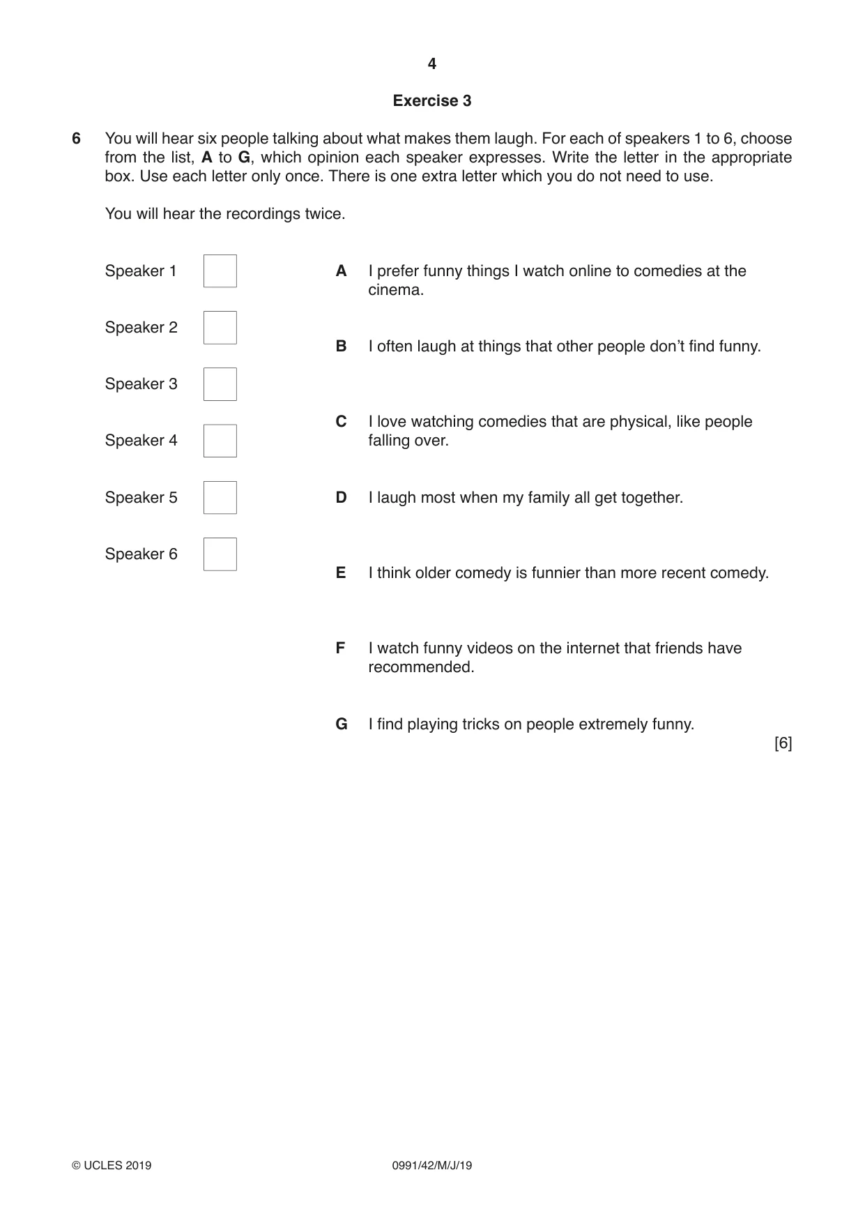 Cambridge IGCSE English - Second Language (9-1) 0991 2019 May/June Paper 4 · Variant 2 question paper, page 4 of 12