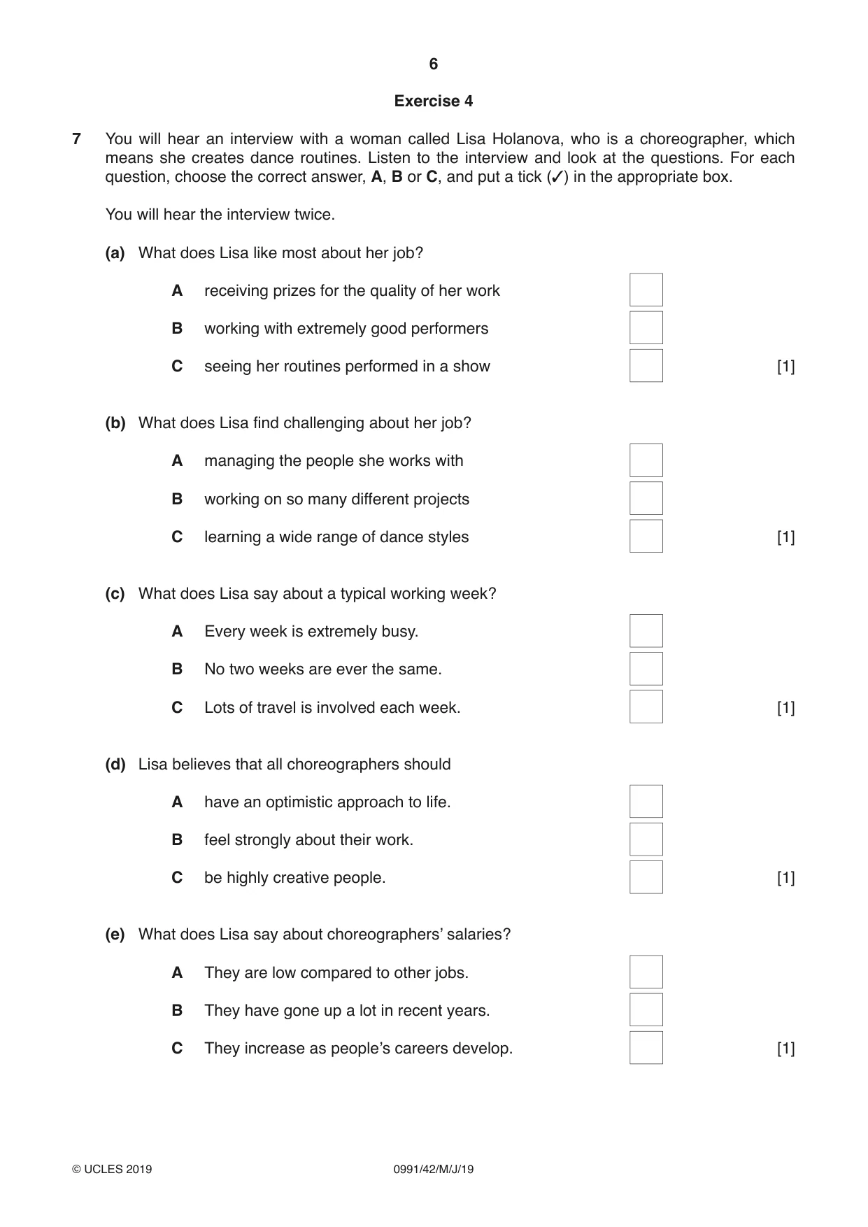 Cambridge IGCSE English - Second Language (9-1) 0991 2019 May/June Paper 4 · Variant 2 question paper, page 6 of 12