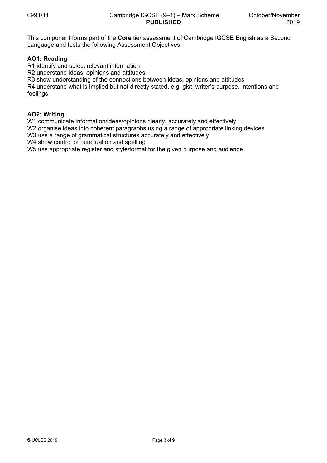Mark scheme, page 3 of 9