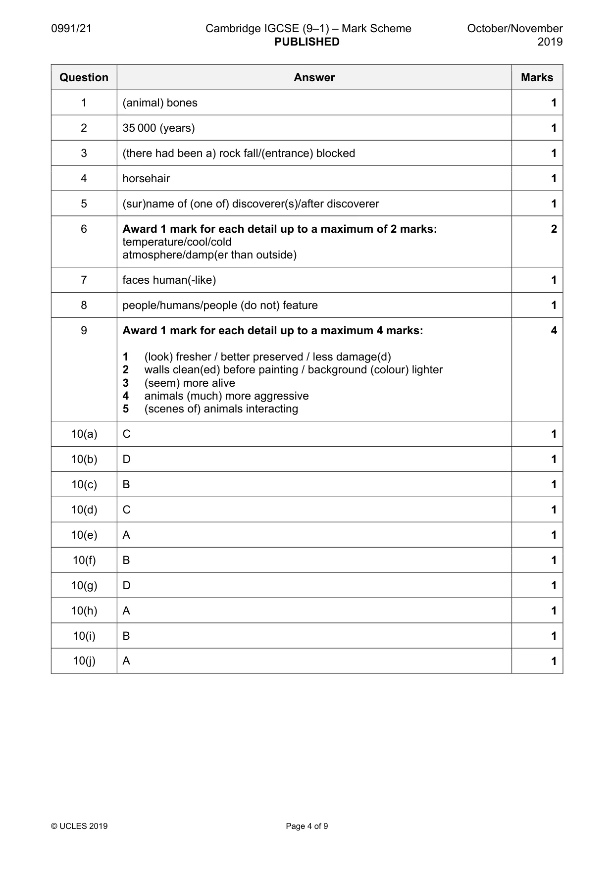 Mark scheme, page 4 of 9