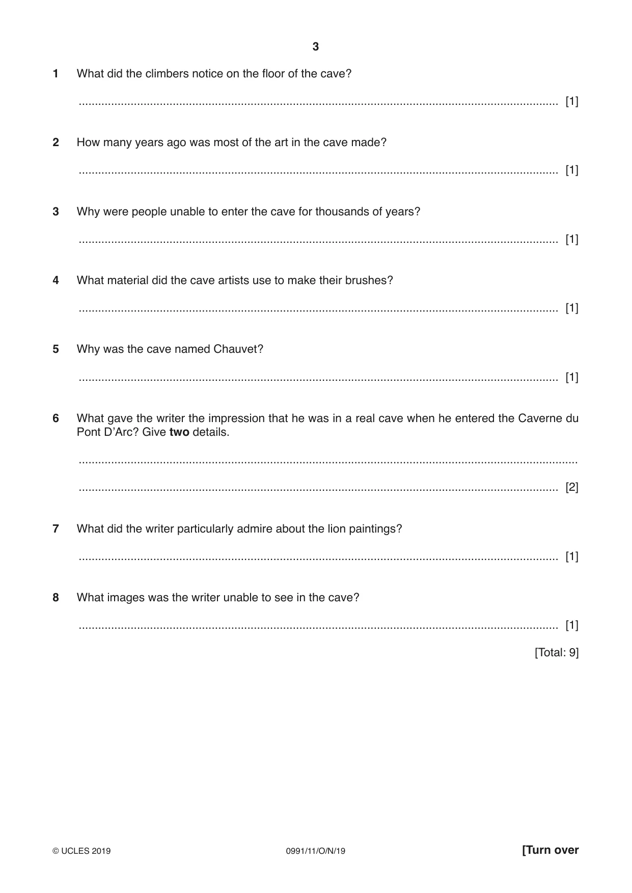 Cambridge IGCSE English - Second Language (9-1) 0991 2019 Oct/Nov Paper 1 · Variant 1 question paper, page 3 of 16