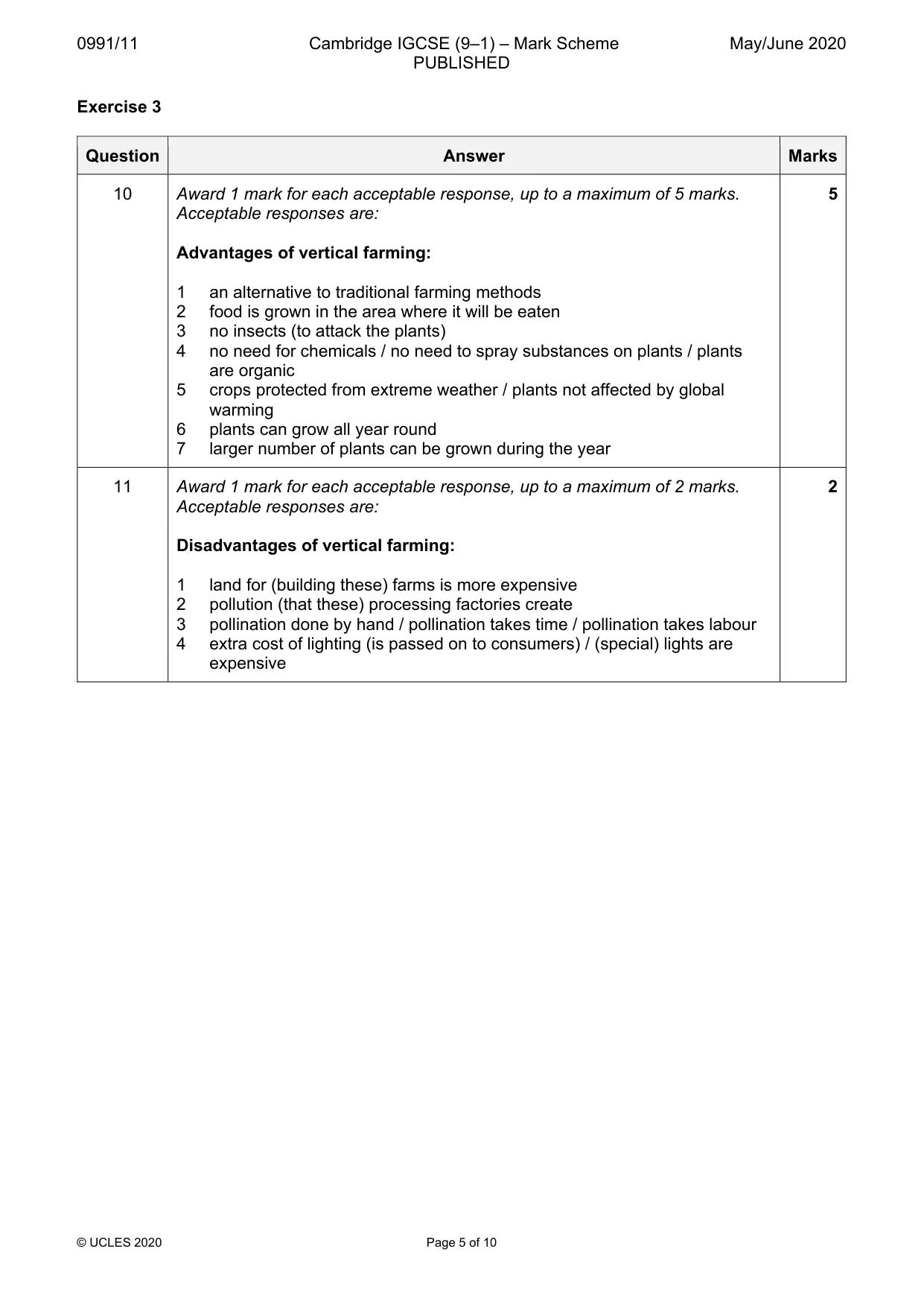 Mark scheme, page 5 of 10