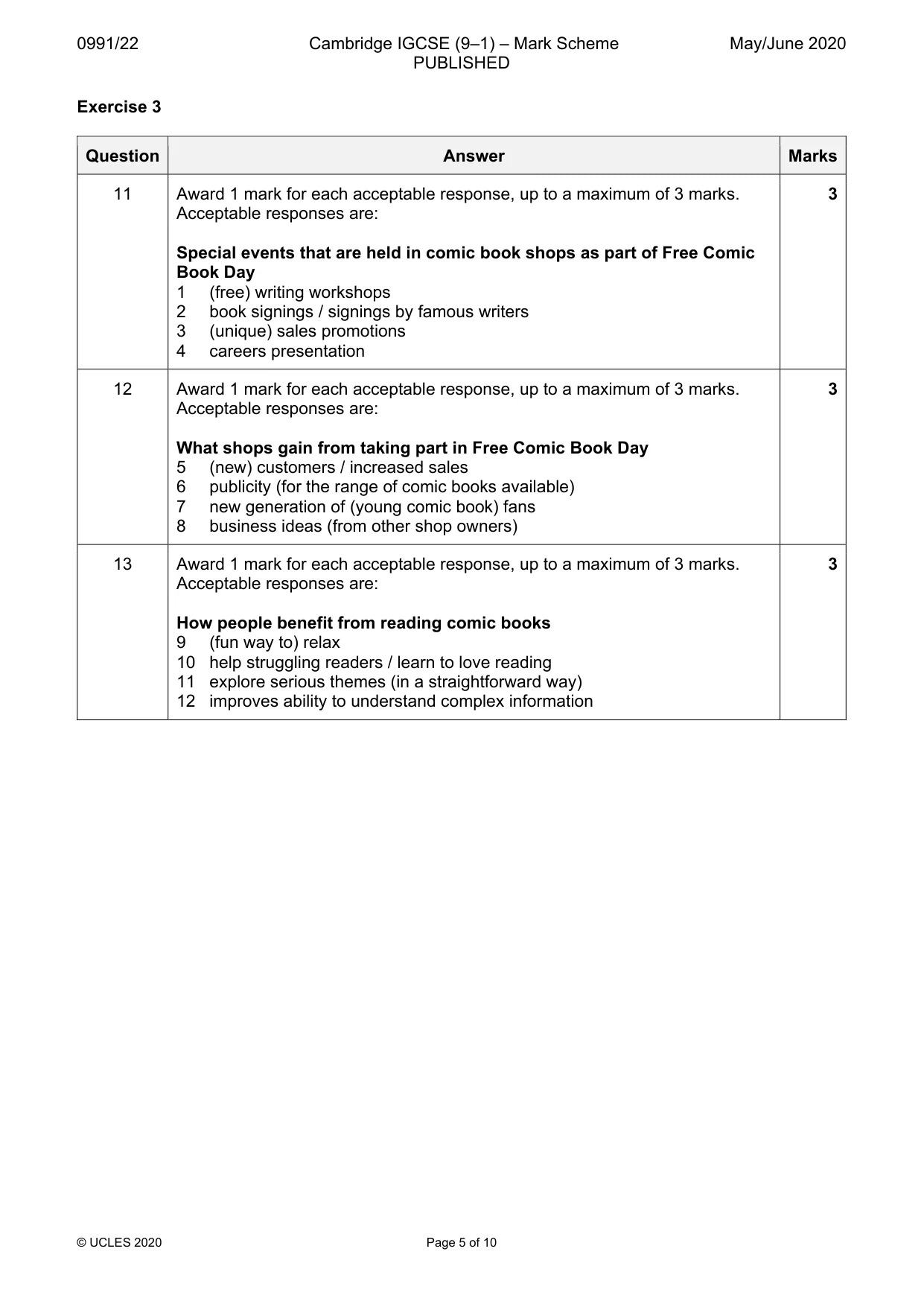 Mark scheme, page 5 of 10